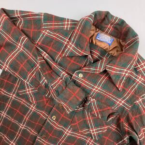 Vintage Pendleton Wool Flannel Shirt USA Plaid Button Front Medium